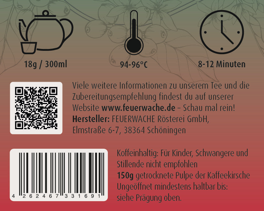 Cascara Kaffeekirschentee - Etikett-Rückseite