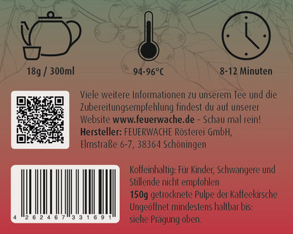 Cascara Kaffeekirschentee - Etikett-Rückseite