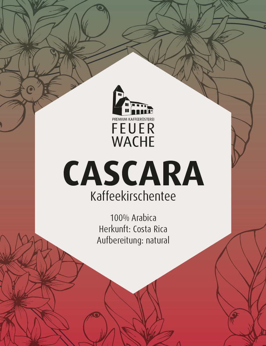 Cascara Kaffeekirschentee - Etikett-Vorderseite